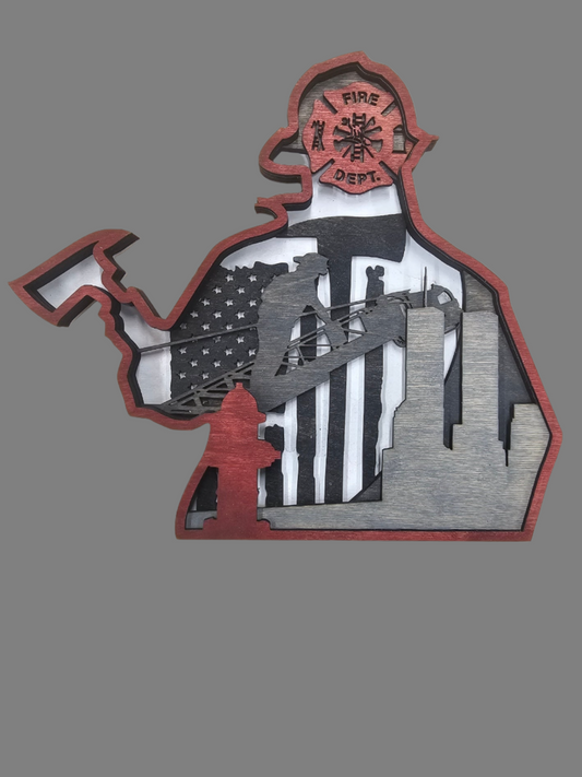 9/11 Fire Fighter Silhouette Flag